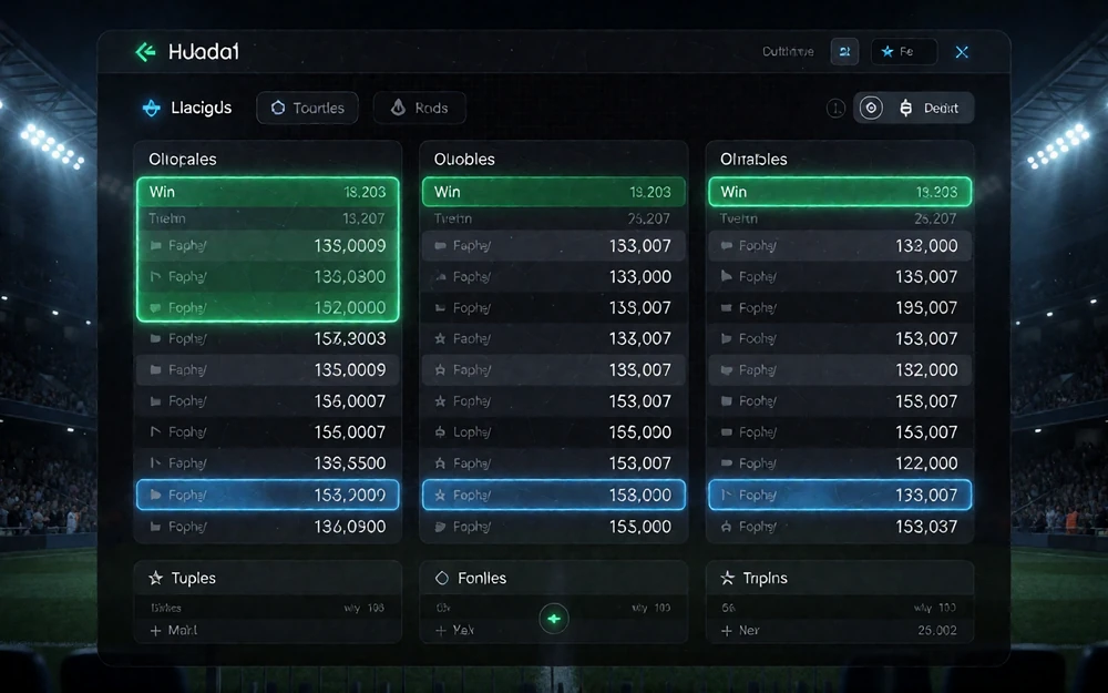 Dunkles Sportwetten-Dashboard mit Live-Quoten und Neon-Highlights bei Jack Casino