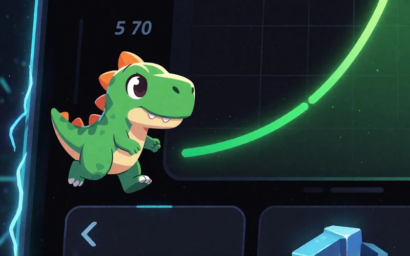 Dino Crash-Game mit gr&uuml;nem Dinosaurier und steigender Multiplikator-Kurve bei Jack Casino