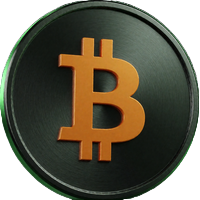 Bitcoin-Logo: dunkle Metallm&uuml;nze mit orangefarbenem B-Symbol f&uuml;r BTC-Einzahlungen