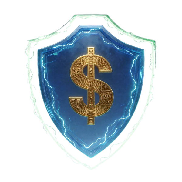 Leuchtend blauer Schutz-Schild als Symbol f&uuml;r die risikofreie Erstwette bis 100 Dollar bei Jack Casino