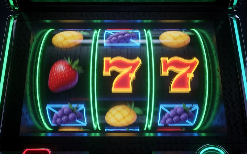 Neon-gr&uuml;ne Slot-Walzen mit Sieben-Symbolen im Krypto Casino Jack