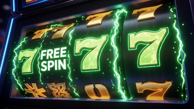 Leuchtende Slot-Walzen mit Freispiel-Symbolen in Neon-Gr&uuml;n bei Jack Casino